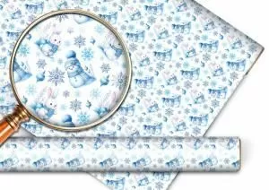 Упаковочная бумага «Снеговички и зайки»