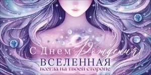 Конверт для денег «С Днем Рождения! Вселенная всегда на твоей стороне!»