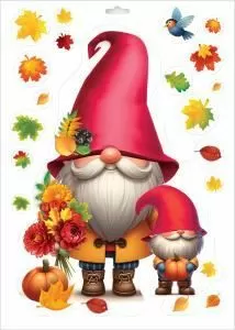 Двусторонняя наклейка «Гномики осенью»