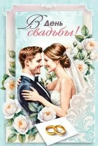 Открытка «В день свадьбы»