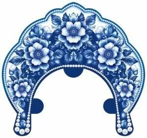 Кокошник « Синий орнамент»