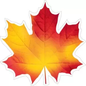 Украшение на скотче кленовый лист желто-оранжевый