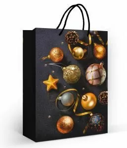 Пакет подарочный «Новогодние украшения» (ML)