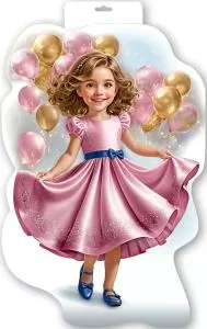 Вырубной плакат «Девочка с шариками»