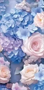 Конверт для денег без надписи (букет из роз и голубых цветов)