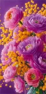 Конверт для денег без надписи (мимозы и пионы)