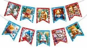 Гирлянда новогодняя флажки, персонажи