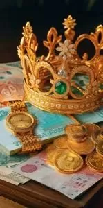 Конверт для денег без надписи (корона, часы, деньги)