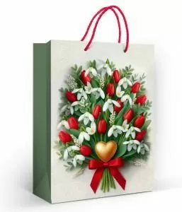 Пакет подарочный «Сердечный букет» (ML)