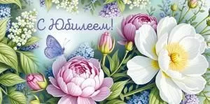 Конверт для денег «С Юбилеем!» (цветы)