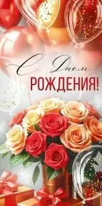 Конверт для денег «С Днем рождения!» (букет)