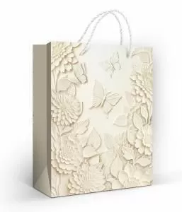 Пакет подарочный «Бабочка и цветы» (M) (цветы и бабочки)