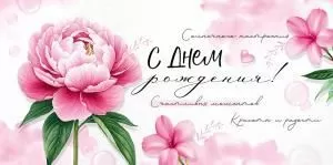 Конверт для денег «С Днем рождения!» (пион)