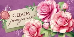 Конверт для денег «С Днем рождения!» (розы)