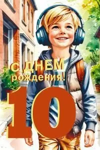 Открытка «С днем рождения! 10 лет»