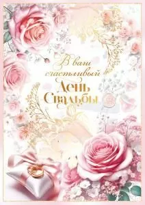 Открытка «В ваш счастливый день свадьбы»