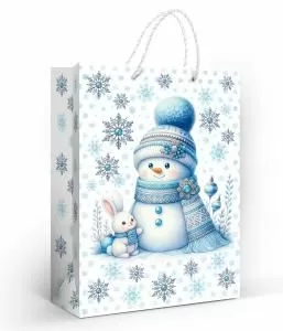 Пакет подарочный «Снеговик и зайчик» (ML) Пакет подарочный «Снеговик и зайчик» (ML)