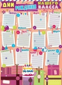 Плакат «Дни рождения нашего класса»