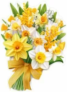 Украшение на скотче «Букет из нарциссов, мимозы и ландышей»