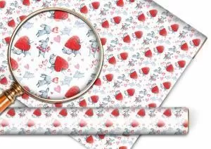 Упаковочная бумага «Клубничные кролики» Упаковочная бумага «Клубничные кролики»