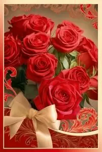 Открытка без надписи (розы с бантом)