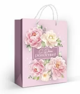 Пакет подарочный (M) «С Днем рождения!»