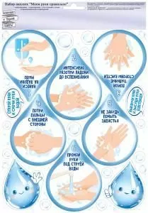 Оформительские наклейки «Моем руки правильно»