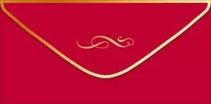 Конверт для денег без надписи (золотой вензель на красном фоне)