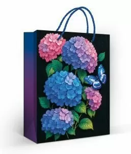 Пакет подарочный «Бабочка и гортензия» (M) (цветы и бабочка)
