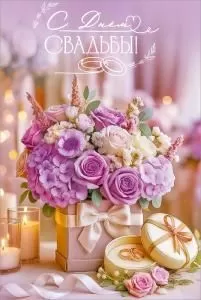 Открытка «С Днём Свадьбы!» 