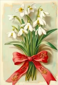 Бирка двойная без надписи (нарциссы с бантом)