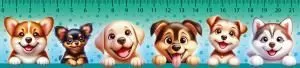 Линейка-закладка «Забавные щенята»