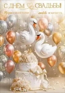 Открытка «С Днём Свадьбы! Пусть в вашей жизни...»