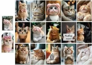 Набор мини-открыток «Пожелания от котиков», 15 шт.+ бирка