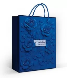 Пакет подарочный «С любовью к деталям» (M) (синие цветы)