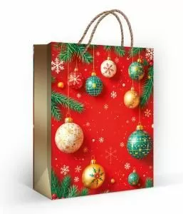 Пакет подарочный (M) «Шары на красном» Пакет подарочный (M) «Шары на красном»