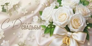 Конверт для денег «С Днем свадьбы!» (букет белых роз)