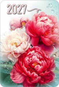 Календарь карманный на 2027 год (белые и красные пионы)