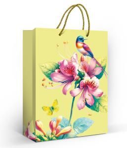 Пакет подарочный (ML) «Цветы и птица»