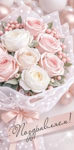 Конверт для денег "Поздравляем!" (букет роз)