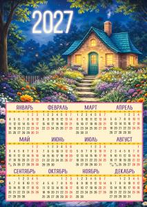 Календарь листовой 2027 (домик с лестницей)