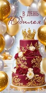 Конверт для денег «В День Юбилея» (торт, шары)