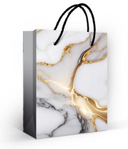 Пакет подарочный (S) «Белый мрамор»