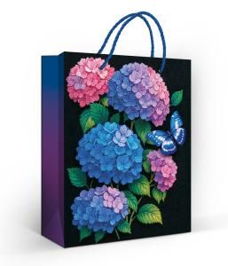 Пакет подарочный «Бабочка и гортензия» (M) (цветы и бабочка)