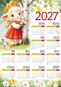 Календарь листовой 2027 (символ года)