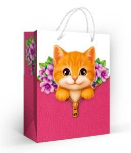 Пакет подарочный «Рыжий котёнок» (M)