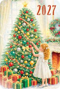 Календарь карманный 2027 «Ретро сюжетные» (девочка наряжает елку)