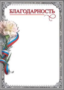 Благодарность с лентой триколор