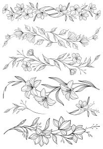 Татуировка временная "Веточки и цветочки" (цветы)