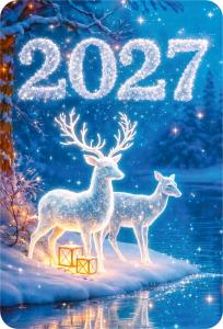 2027 Календарь карманный Ночное озеро (Олени).